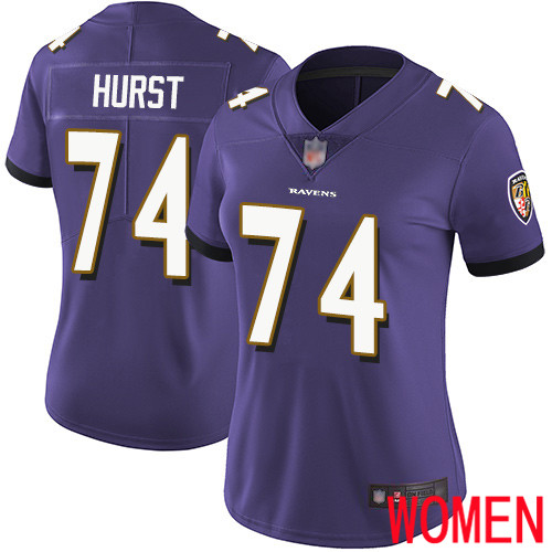 Baltimore Ravens Limited Purple Women James Hurst Home Jersey NFL Football 74 Vapor Untouchable